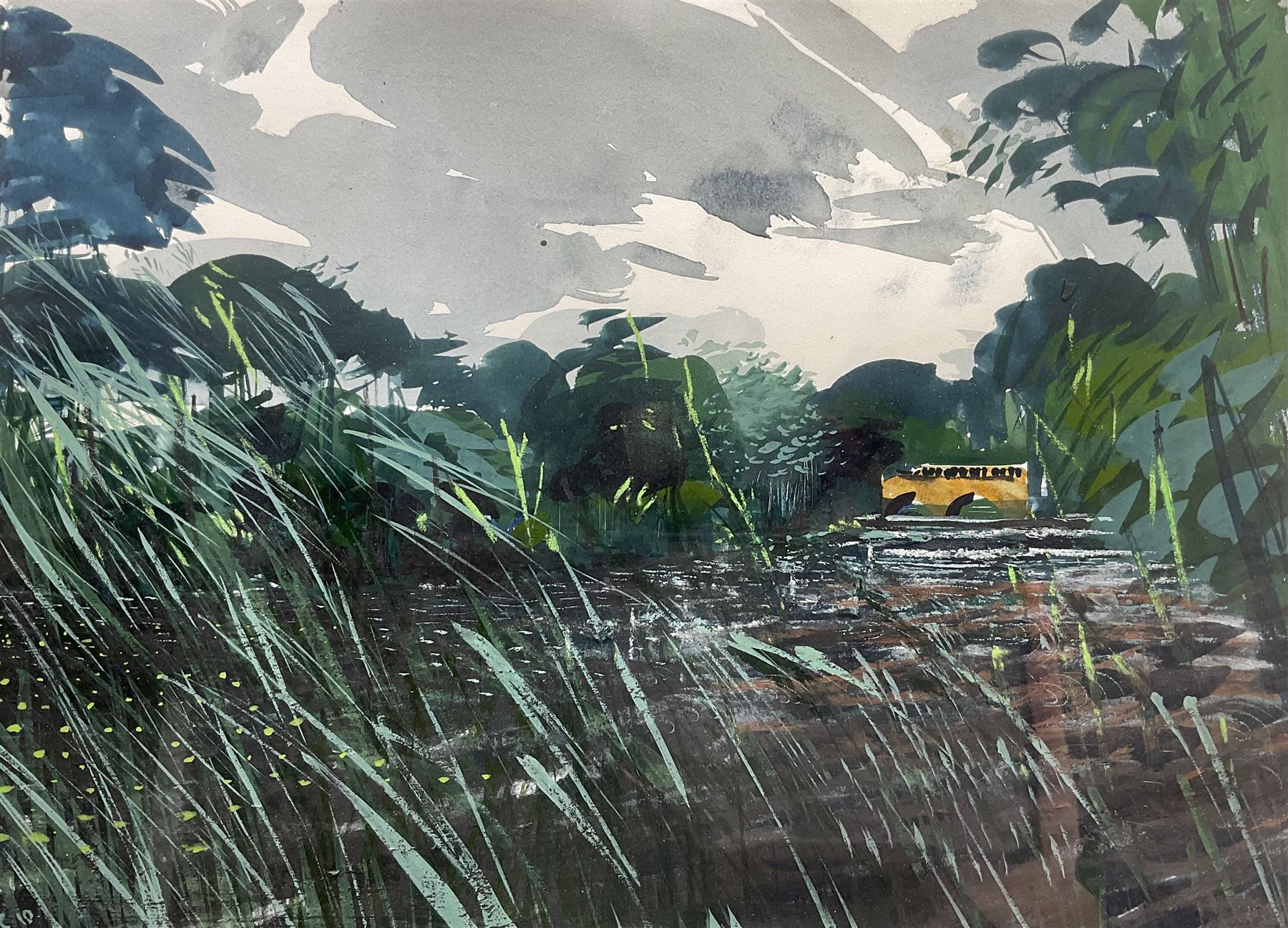 Kane Cunningham (British 1961-): 'Lake - Scampston Hall', watercolour signed with initials and dated '10, titled verso 28cm x 38cm