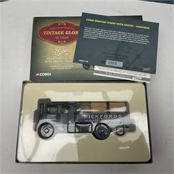 Eight Corgi die-cast models - four limited edition Vintage Glory of Steam Nos.80002, 80005, 80201 & 80205; all boxed with certificates; Classics Showman's Range No.27602; Dibnah's Choice No.CC20202; Road Transport heritage No.CC13306; and Premium limited edition Brewery No.11801; all boxed (8)