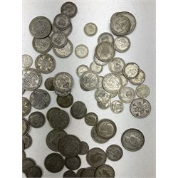 Approximately 780 grams of Great British pre 1947 silver coins, including sixpences, florins etc