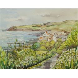 Penny Wicks (British 1949-): 'Down to Robin Hood's Bay', watercolour signed, titled verso 27cm x 35cm