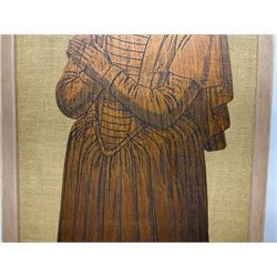 Jean Jones (Irish 20th century): 'Apples and Flowers', watercolour signed and dated 2001 together with brass rubbing of Jane Coningsbie (d.1608) from the Church of Saint Margaret at Felbrigg Norfolk max 104cm x 39cm (2)