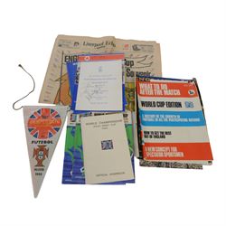 1966 World Cup memorabilia, including Dinner Menu, in honour of 1966 Association Football ...
