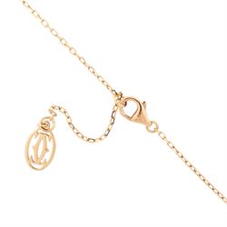 Cartier d'Amour 18ct rose gold pink sapphire pendant necklace, bezel set with a single round cut sapphire of approx 0.15 carat, boxed with certificate