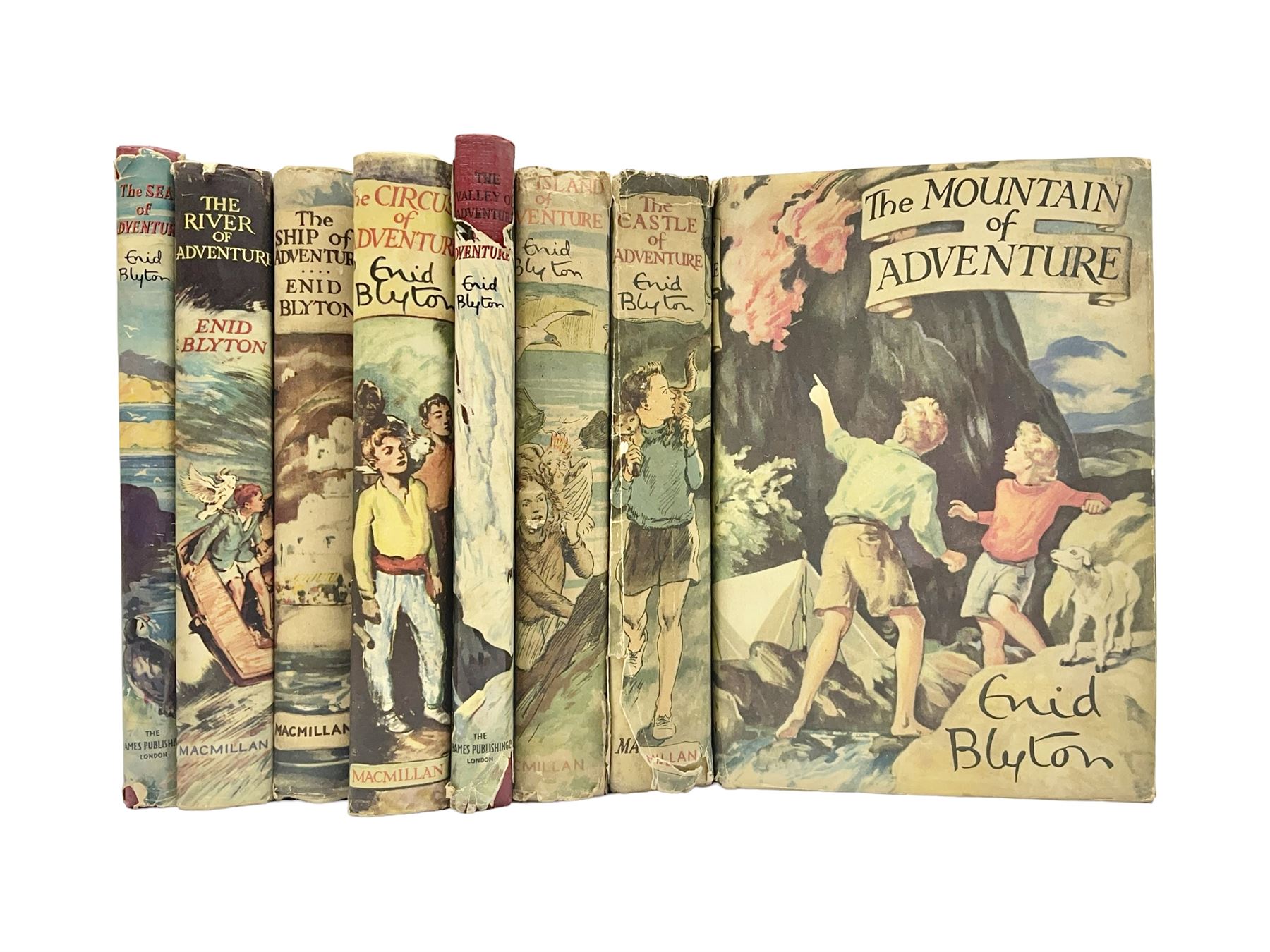 Enid Blyton; The Adventure Series, complete set of the eight children's mystery novels, all in original pictorial cloth