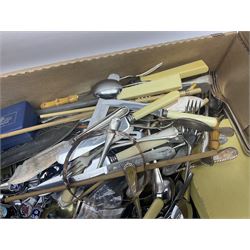Large collection of souvenir metal ware, predominantly spoons, including three silver examples, together with other silver plated flatware and chopsticks