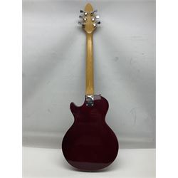 Gibson Marauder style six-string electric guitar with cherry coloured body, marked made in Japan L101cm; in locking hard carrying case