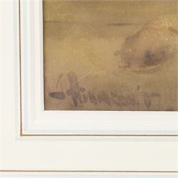 John Atkinson (Staithes Group 1863-1924): 'The Gleaners', watercolour signed 37cm x 53cm