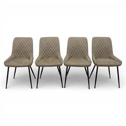 Next Home - ‘Monza’ design set of four dining chairs, upholstered in mink-toned faux leath...