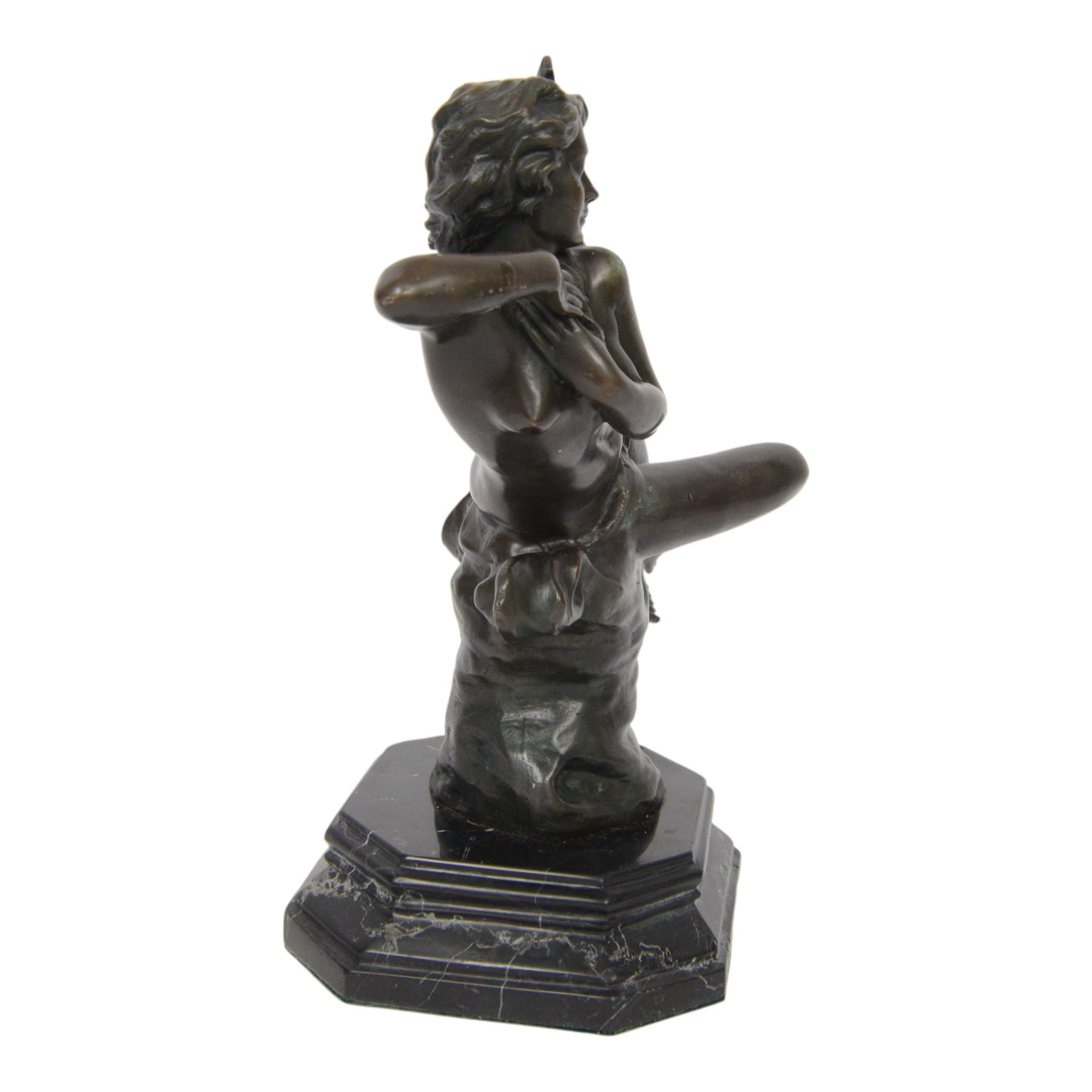 After Felix Maurice Charpentier, 'L`Etoile Filante', bronze sculpture of a female nude, with cast signature and J.B. Deposee foundry mark, upon canted marble base, H30cm