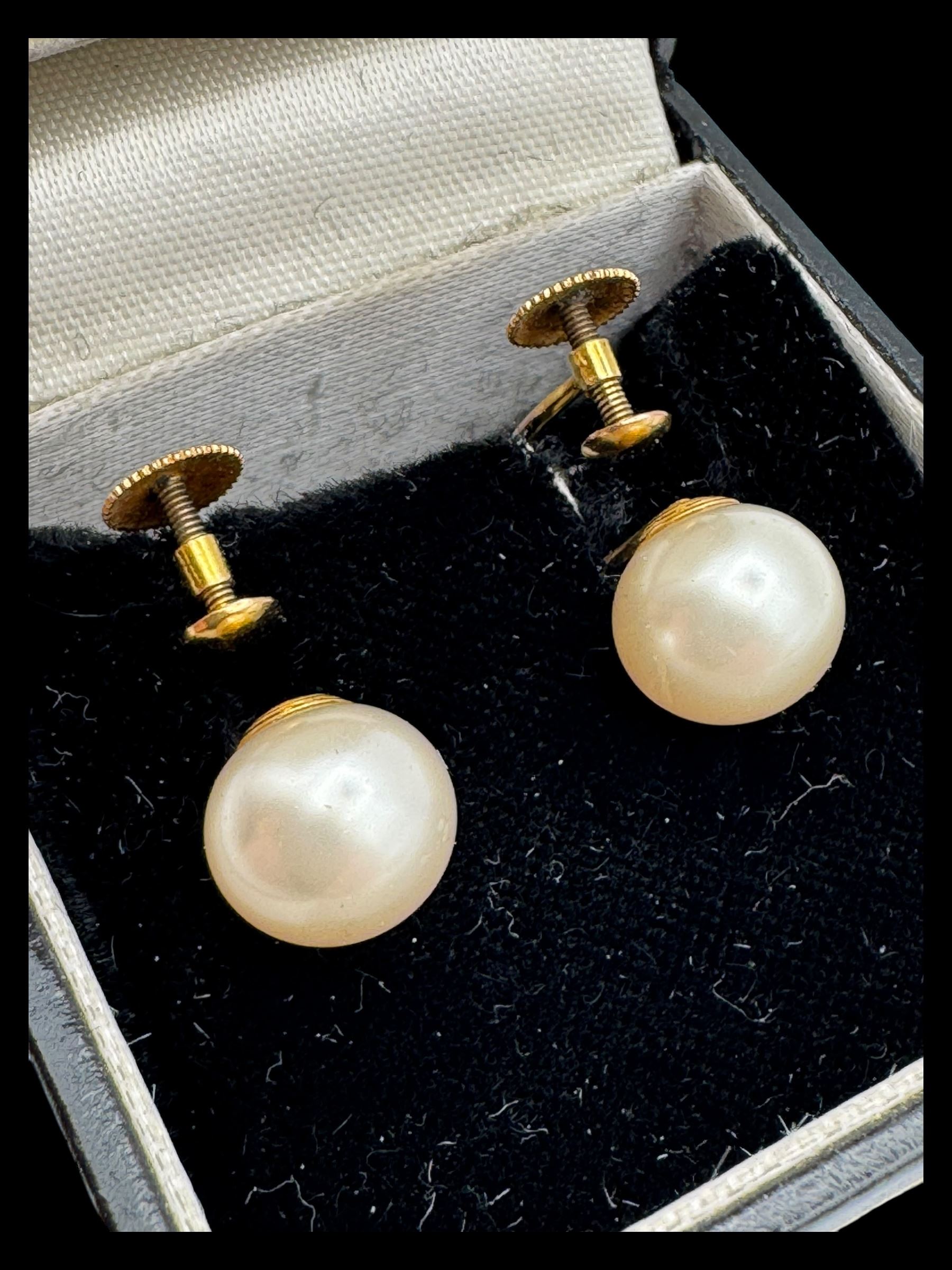 Pair of 9ct gold faux pearl screw back earrings, silver jewellery including brooch, ring and horseshoe charm and a collection of gemstone bead necklaces, two with 9ct gold clasps
