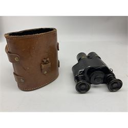 Aitchinson of London binoculars in leather case, various military buttons, brass compass, World War II books comprising six volumes of The Third Year in Pictures and three volumes of The Second World War by Winston Churchill

military buttons, compass binoculars etc and ww2 books 