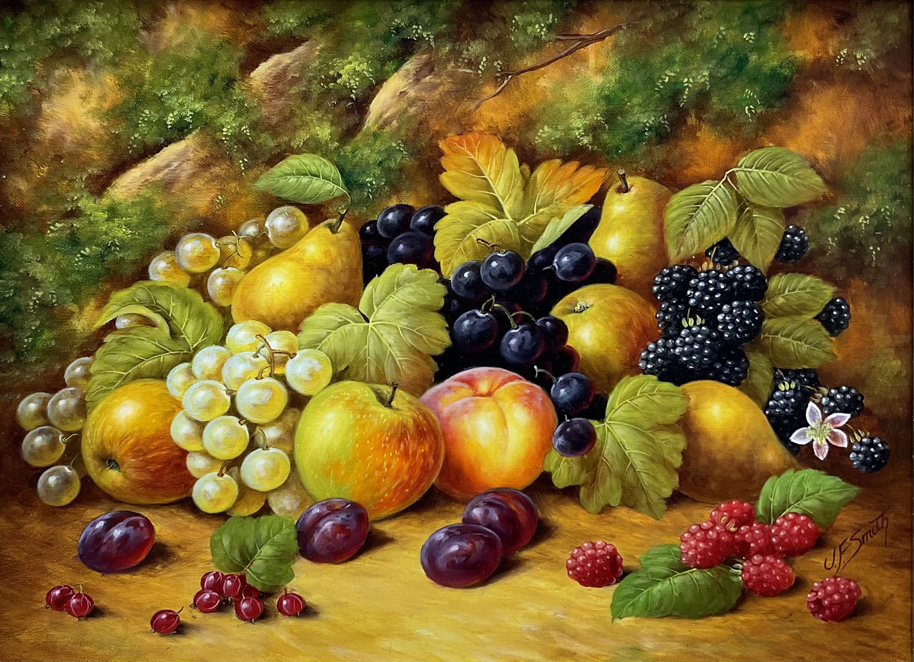 John F Smith (British 1934-): Still Life of Fruit, oil on canvas signed 29cm x 39cm
Notes: Smith was a porcelain artist for Royal Worcester between 1950-1971