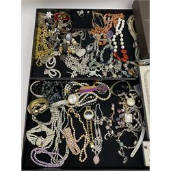 Large collection of silver stone set jewellery and costume jewellery, some by Pia and The Pearl Company in two boxes