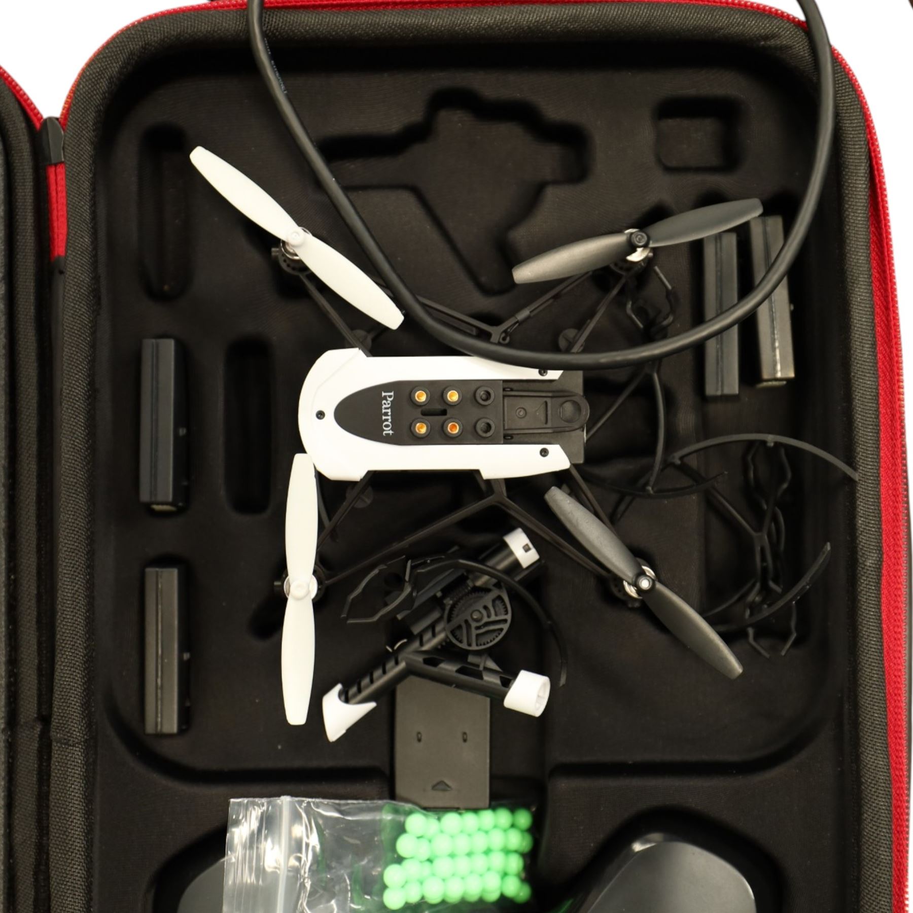 Parrot drone, with spare batteries; Lilliput field monitor with batteries (2)
