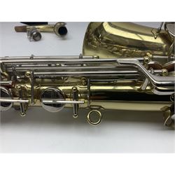 Czechoslovakian Boosey & Hawkes Powertone alto saxophone, serial no.125362; in fitted carrying case with crook