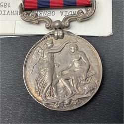 Victoria India General Service Medal 1854-95 with Burma 1885-7 clasp awarded to 1020 Pte. J. Wright 2nd Btn. Liverpool Regiment; with ribbon