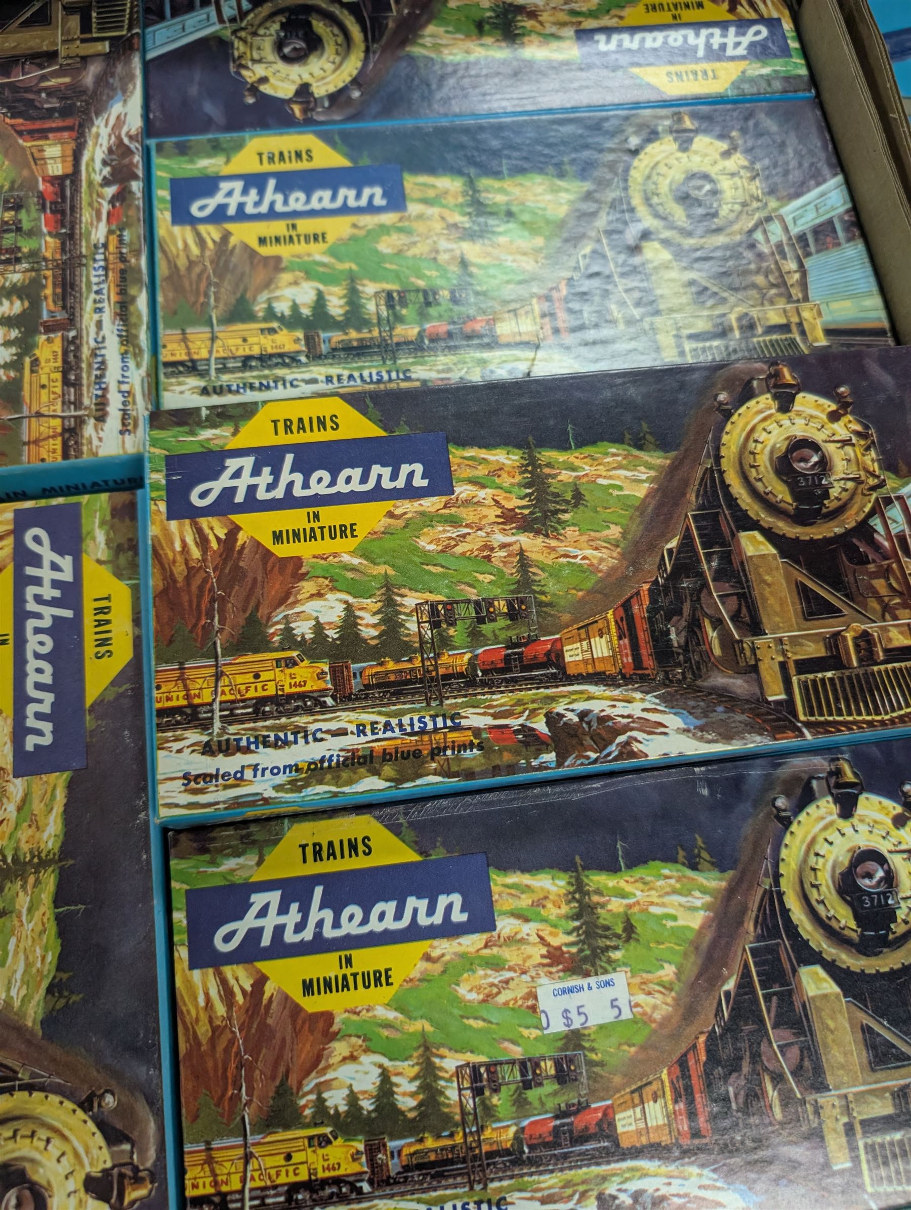 Large collection of HO scale Athearn kit built rolling stock, boxed
