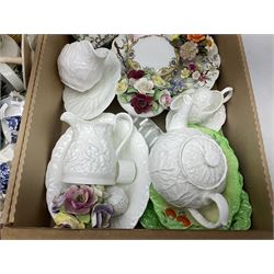 Wedgwood and Coalport 'Countryware' pattern ceramics, to include teapot, toast rack, napkin rings, jug, oval dish, sauce boat and saucer, etc, together with other ceramics to include Hornsea Fauna vase, Sylvac Apple Blossom pattern bowl, Sylvac jug in the form of a sack, no. 406, two Nao figures, tea wares, silver plated cutlery etc