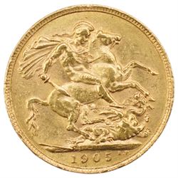 King Edward VII 1905 gold full sovereign coin