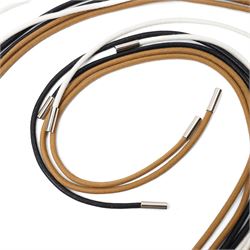 Hermès - long multi-cord belt in black, white and camel, suspending a large palladium-tone circular openwork H pendant, signed HERMES, in original box
