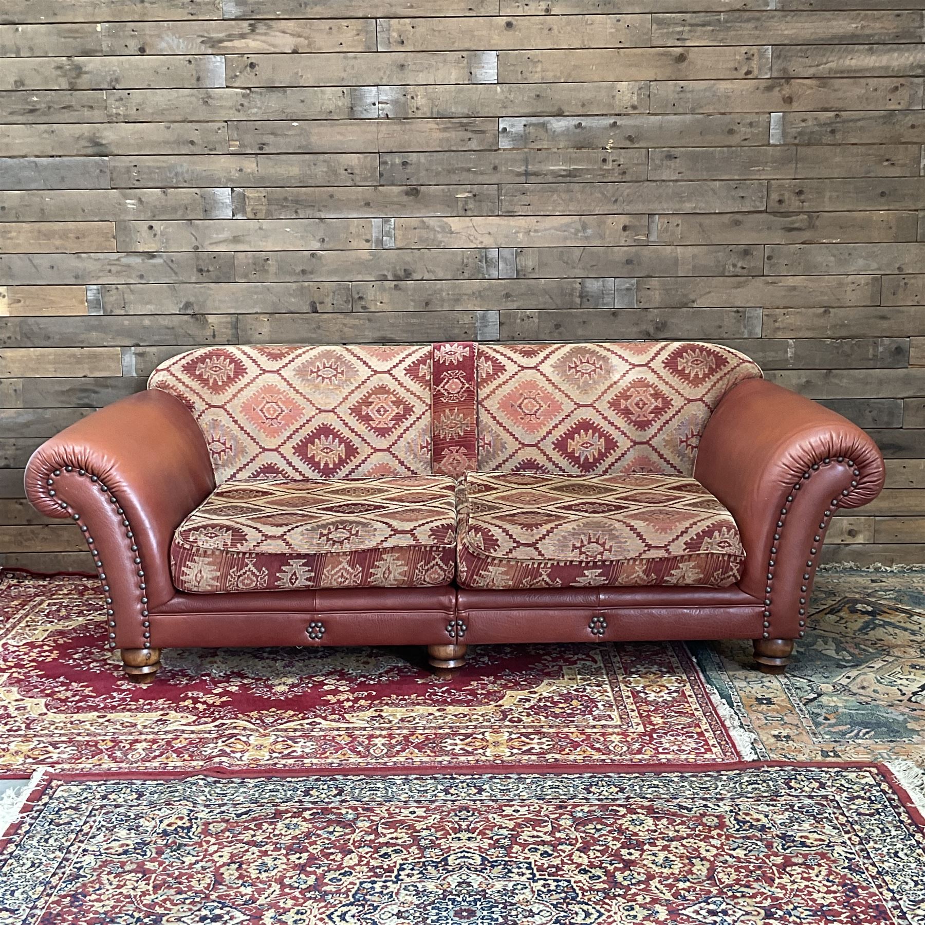Tetrad Eastwood leather and kilim fabric sofa