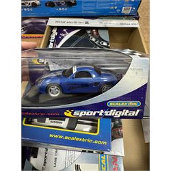 Quantity of Scalextric, including various sets; Digital Driver, Nissan Championship, Moto GP1, App Race control set and a collection of track and other accessories as per list