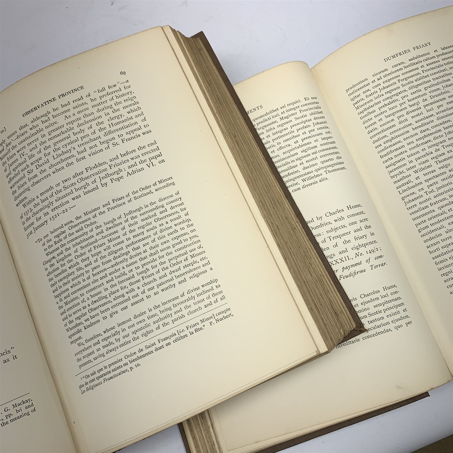  Bryce William Moir: The Scottish Grey Friars. Two volumes. Brown cloth binding.  