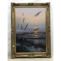 Van Hagan (20th century): Sunset on the Shoreline, oil on board signed 75cm x 50cm