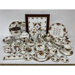 Royal Albert Old Country Roses pattern ceramics, to include table lamp, lidded vase, two pairs of salt and pepper shakers, cups and saucers, plates, biscuit jar, bowls, lidded preserve pot, vases, dishes, knives, napkin rings, lidded jars and box, pair of candlesticks etc