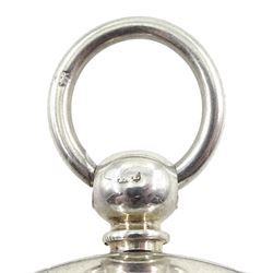 Victorian silver open face face key wound chronograph pocket watch by A. Lockhart, Whitehaven, No. 58660, white enamel dial with Roman numerals, outer seconds track numbered 25-300, case makers mark L A, London 1886