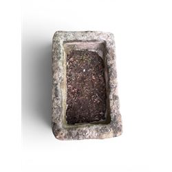 18th century hewn stone rectangular planter