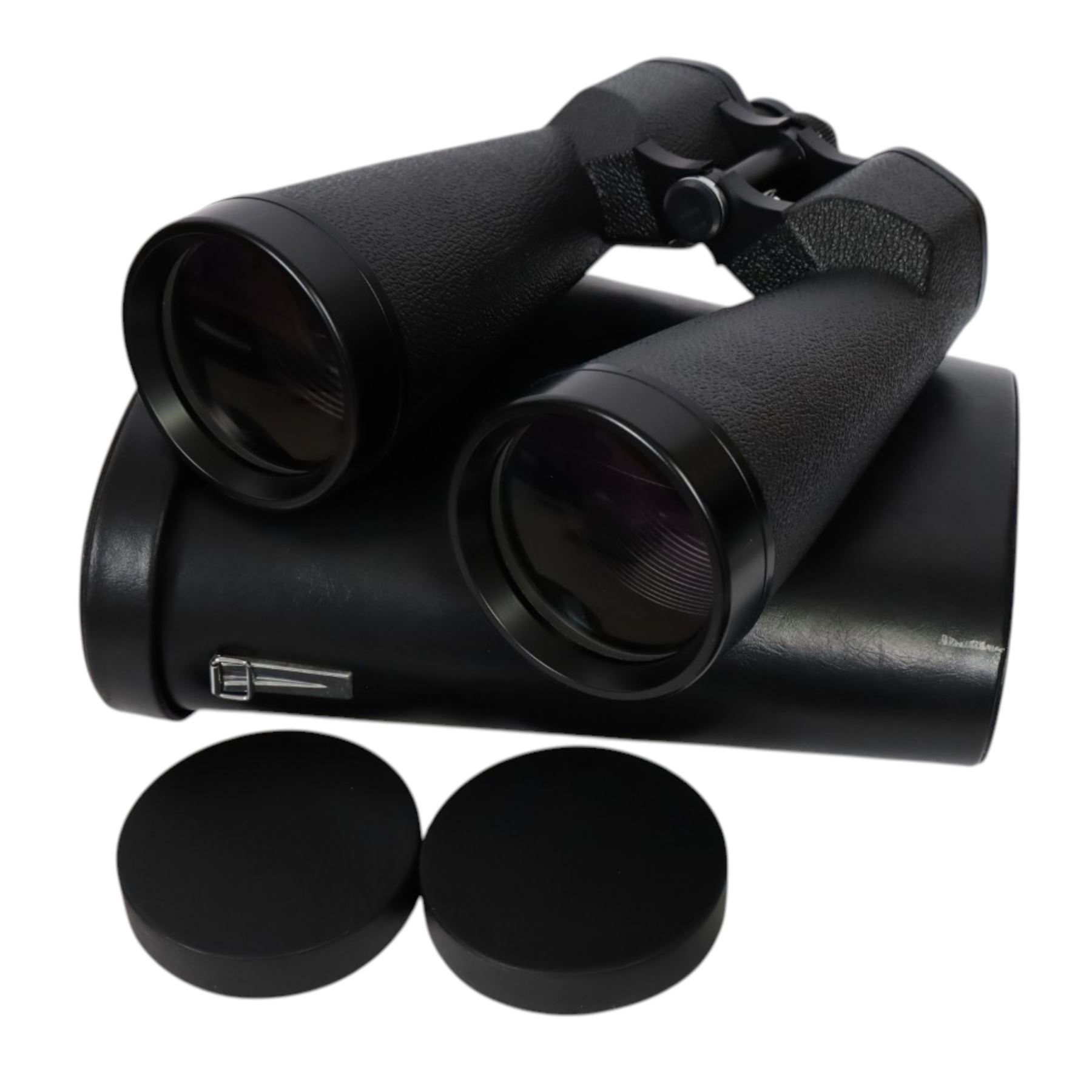 Pair of Helios Stellar 20 x 80 field 3.5 binoculars, in carry case, together with a modern three-draw telescope and a pair of Sunagor Miniten binoculars