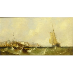  Attrib. Adolphus Knell (British fl.1860-1890): Shipping off the Coast,   oil on canvas unsigned 28cm x 53cm   