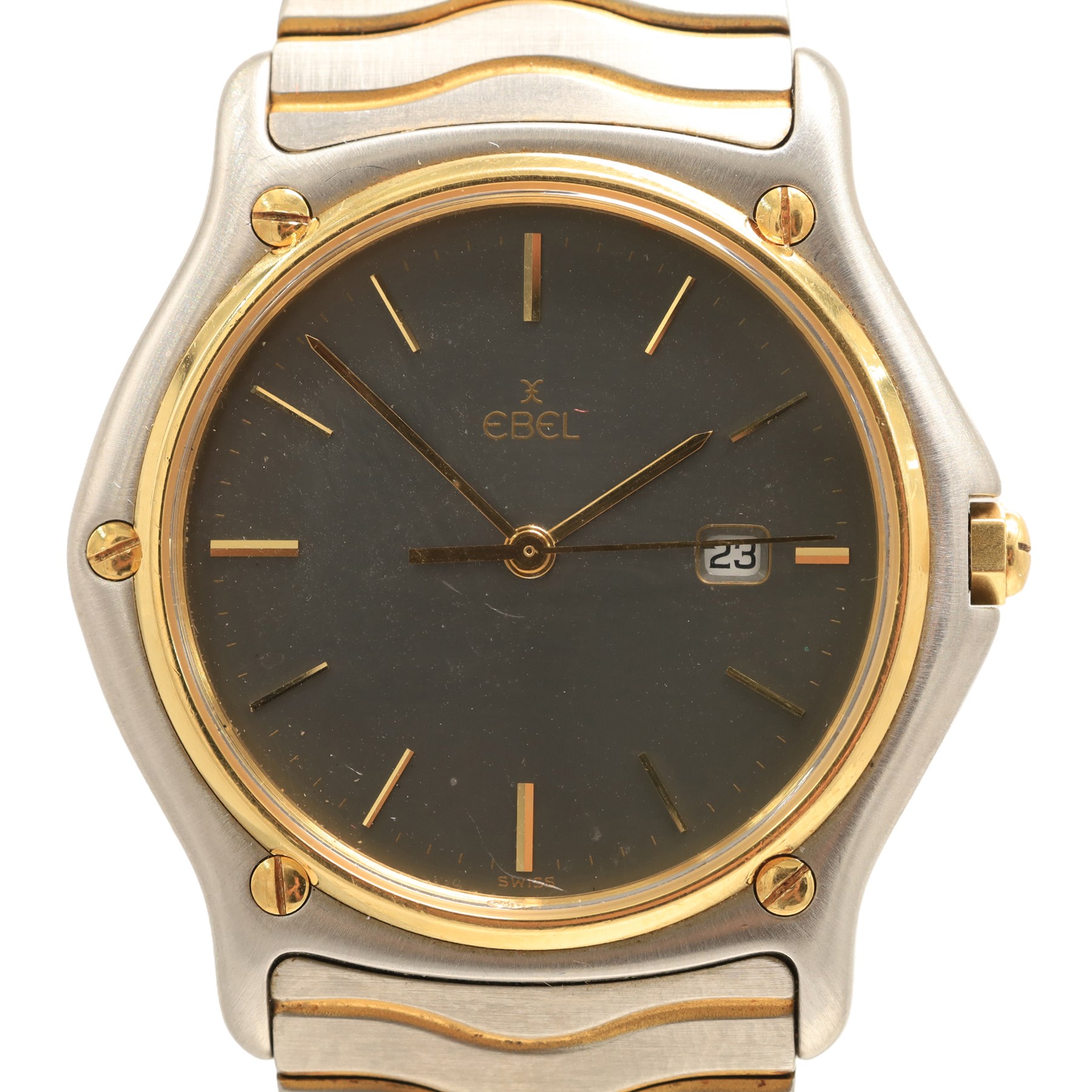 Ebel Sport Classic Wave stainless steel wristwatch, Ref. 183903, grey dial with baton hour markers and date aperture, on stainless steel bracelet with fold-over clasp, boxed with additional bracelet