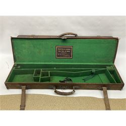 Leather fitted shotgun case L81cm, and a canvas fitted shotgun case with Hooton & Jones label, L83cm (2)