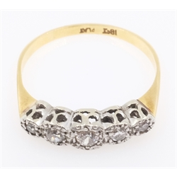  Gold five stone diamond ring stamped 18ct PLAT  