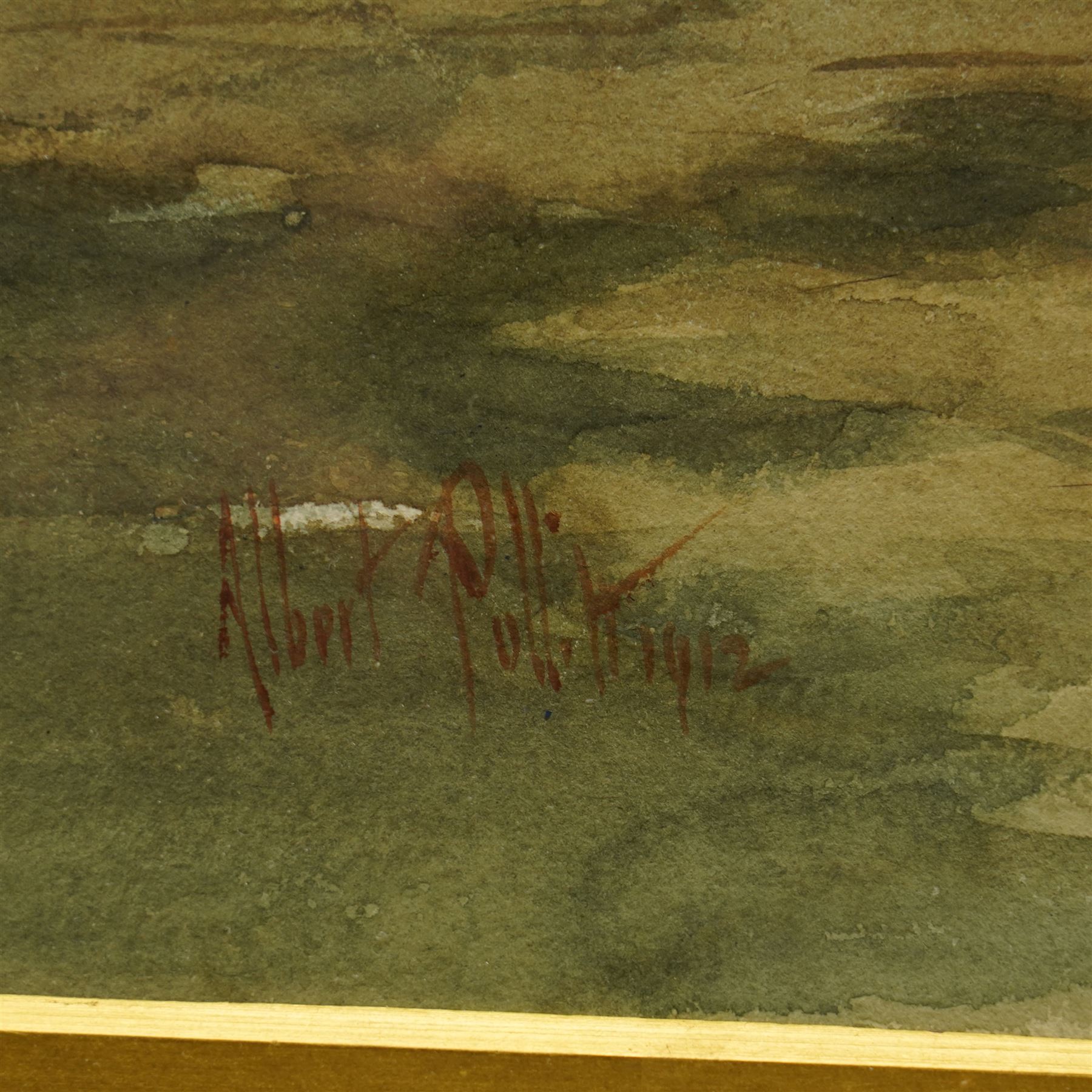 Albert Pollitt (British 1855-1926): Farmstead and Sheep Flock and Castle on the Hill, set three watercolours signed, two dated 1912, max 60cm x 44cm (3)