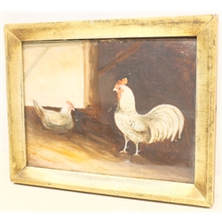 English Primitive School (19th/20th century): Poultry in a Barn, oil on board unsigned