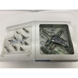 Nine 1:72 scale model aeroplanes comprising four ‘Sky Guardians’, F-16 Fighter Falcon, Sea Vixen FAW.2 899 Sqd XP924, Gloster Javelin FAW 9R 64 Sqd RAF XH766, and Sea Vixen F(AW) Mk2 XN694/305/BL No 892 Sqd RNAS Yeovilton; with three Hobby Master models, one Ixomodels model and one 72 Aviation model  (9)