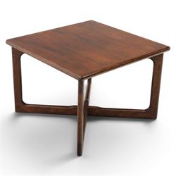 Dyrlund - contemporary Santos rosewood coffee table, floating design, square top of elegan...
