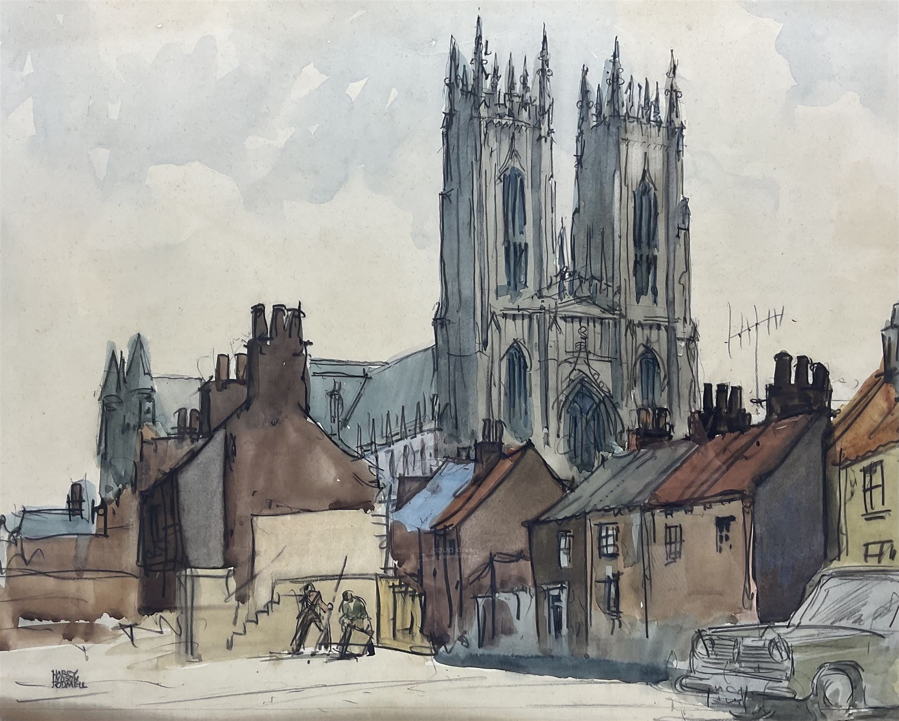 Harry Hudson Rodmell (British 1896-1984): Beverley Minster, watercolour and ink signed 39cm x 48cm 