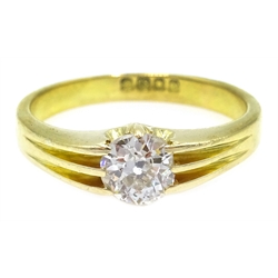  18ct gold single stone old cut diamond ring London 1900 approx 0.5 carat  