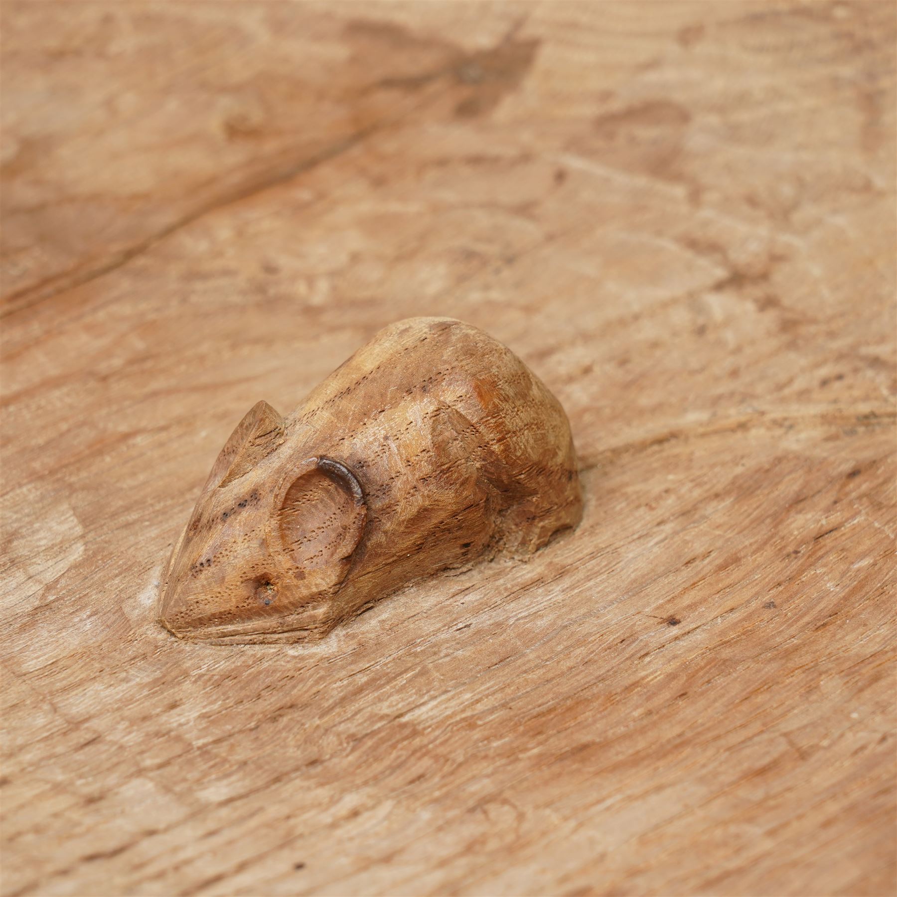 Mouseman - Adzed oak fruit bowl with centre mouse signature D29cm by the workshop of Robert Thompson, Kilburn