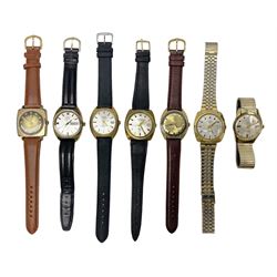 Six automatic wristwatches including Oclee 25 jewels, Camy Sea Club, Royle, Paul Jobin and Montine 25 jewels, and a manual wind Glashutte Spezimatic wristwatch