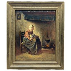 Alan Cutsforth (Hull 20th century) after Bernard de Hoog (Dutch 1867-1943): 'The Cottage Madonna', oil on board labelled verso 43cm x 34cm