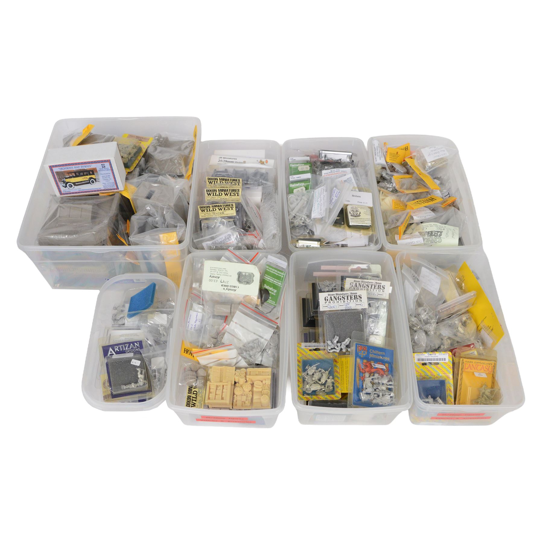 Large collection of unpainted war gaming white metal and resin miniatures, mostly 28mm scale, including figures, accessories and vehicle kits, with brands including Hovels, Ainsty, Dixon, Curteys, Ironclad etc