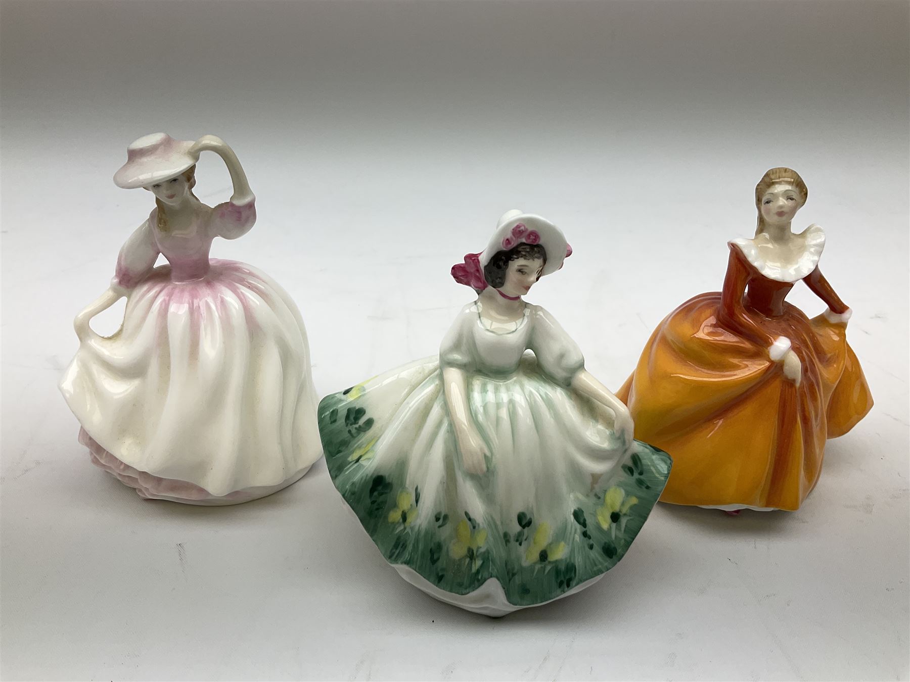 Royal Doulton Peggy Davies collection figures including Cherie HN2341, Debbie HN2400 and Royal Doulton miniature figures, Kirsty HN3213, Sunday Best HN3218, Sara HN3219, Ninette HN3215, Buttercup HN3908 and Fragrance HN3220.