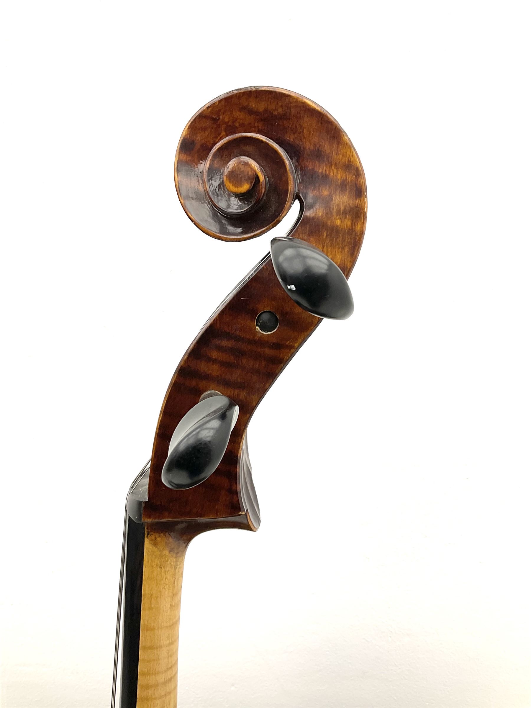 Alfred Stingl by Hofner cello, model AS-360 with 75.5cm two-piece maple back and ribs and spruce top, bears label with serial no.JO411-0706, L122cm; in carbon-fibre carrying case with bow