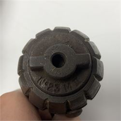 WW1 practice Mills bomb stamped 'A.L. & Co 1917 No.23 Mk.II' H10cm; and reproduction WW2 German stick grenade (2)