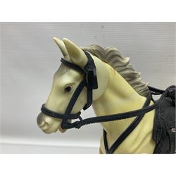 Two pairs of 1970s Lone Ranger and Tonto action figures, probably by Marx Toys; and Gabriel 'Silver' stallion horse; all unboxed (5)